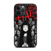 Dark Horror Anime Girl Zombie Crowd Red HA HA Junji Ito Style Black Scary Protective Phone Case