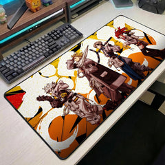 Anime Squad Desk Mat Orange Yellow Graffiti Style Four Warriors Battle Ready Large Gaming Mouse Pad
