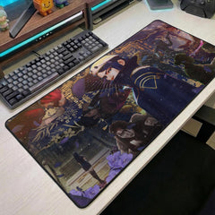 Arcane League of Legends Desk Mat Dark Purple Floral Multi Character Luxury Scene Large Gaming Mouse Pad