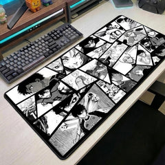 Blue Lock Anime Desk Mat Black White Manga Panel Collage Multi Character Soccer Large Gaming Mouse Pad