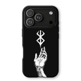 Berserk Brand of Sacrifice Dripping Hand Reaching Pure Black Minimalist Dark Symbol Protective Phone Case