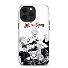 Jujutsu Kaisen All Characters Group Manga Art White Background Bold Red Logo Fan Collage Protective Phone Case