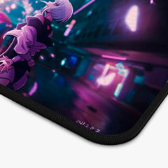 Cyberpunk Edgerunners Desk Mat Purple Hair Girl Neon Cherry Blossom Night City Large Gaming Mouse Pad