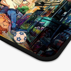 Blue Lock Anime Desk Mat Urban Street City Graffiti Soccer Ball Colorful Large Gaming Mouse Pad