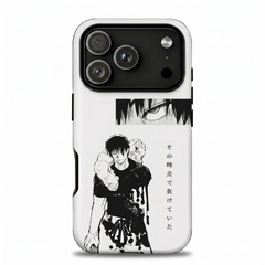 Nanami Kento Jujutsu Kaisen Japanese Quote Cursed Spirit Ink Drip Dual Panel White Minimal Manga Art Protective Phone Case