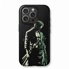 Roronoa Zoro One Piece Dark Silhouette Green Tones Sword Draw Pure Black Minimalist Anime Art Protective Phone Case