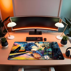 Blue Lock Anime Desk Mat Urban Street City Graffiti Soccer Ball Colorful Large Gaming Mouse Pad