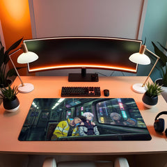 Cyberpunk Edgerunners Desk Mat David Lucy Night City Subway Neon Dark Large Gaming Mouse Pad