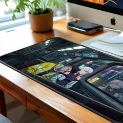 Cyberpunk Edgerunners Desk Mat David Lucy Night City Subway Neon Dark Large Gaming Mouse Pad