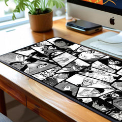 Blue Lock Anime Desk Mat Black White Manga Panel Collage Multi Character Soccer Large Gaming Mouse Pad