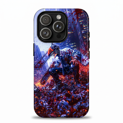 Chainsaw Man Denji Chainsaw Devil Full Body City Night Blood Splash Defeated Enemies Cinematic Anime Art Protective Phone Case