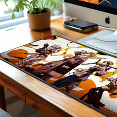 Anime Squad Desk Mat Orange Yellow Graffiti Style Four Warriors Battle Ready Large Gaming Mouse Pad