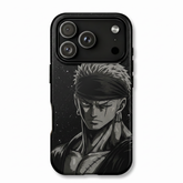 Roronoa Zoro One Piece Headband Serious Glare Monochrome Starry Night Black Minimal Anime Art Protective Phone Case