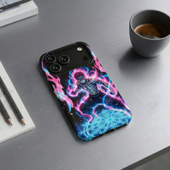 Akaza Demon Slayer Neon Pink Blue Flame Upper Moon Combat Protective Phone Case