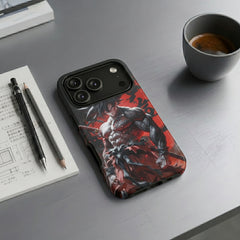 Dark Samurai Anime Crimson Kanji Dual Blade Red Eyes Warrior Armor Protective Phone Case