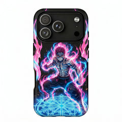 Akaza Demon Slayer Neon Pink Blue Flame Upper Moon Combat Protective Phone Case