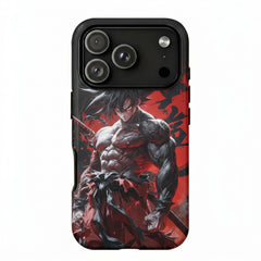 Dark Samurai Anime Crimson Kanji Dual Blade Red Eyes Warrior Armor Protective Phone Case