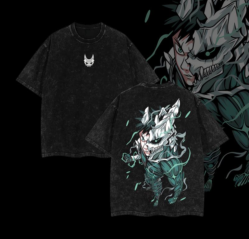 Morukai "Kafka Hibino" Kaiju No. 8 Vintage Washed Oversized T-Shirt