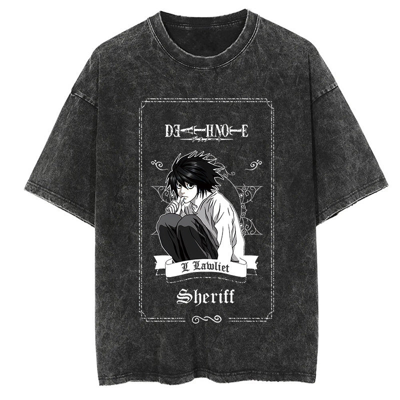 Morukai "L Lawliet" Death Note Vintage Washed Oversized T-Shirt