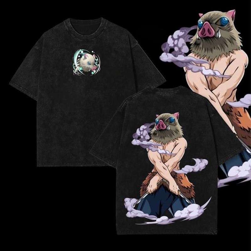 Morukai "Inosuke Hashibira Beast Breathing" Demon Slayer: Kimetsu no Yaiba Vintage Washed Oversized T-Shirt