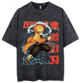 Morukai "Zenitsu Agatsuma" Demon Slayer Kimetsu no Yaiba Vintage Washed Oversized T-Shirt
