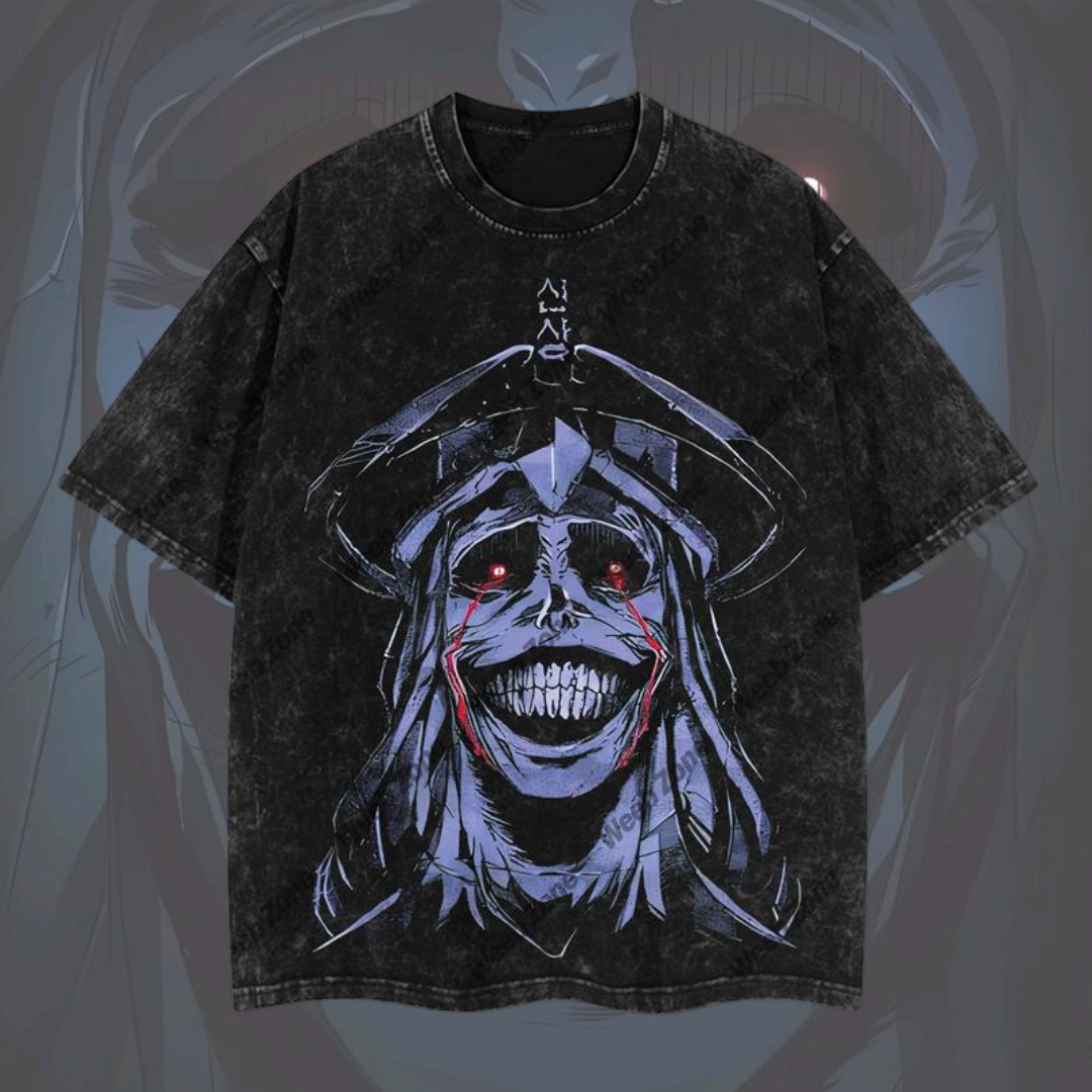 Morukai "Statue of God" Solo Leveling Vintage Washed Oversized T-Shirt V1