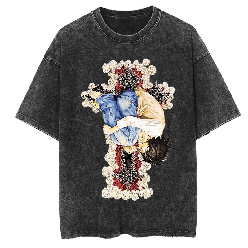 Morukai "L Lawliet" Death Note Vintage Washed Oversized T-Shirt