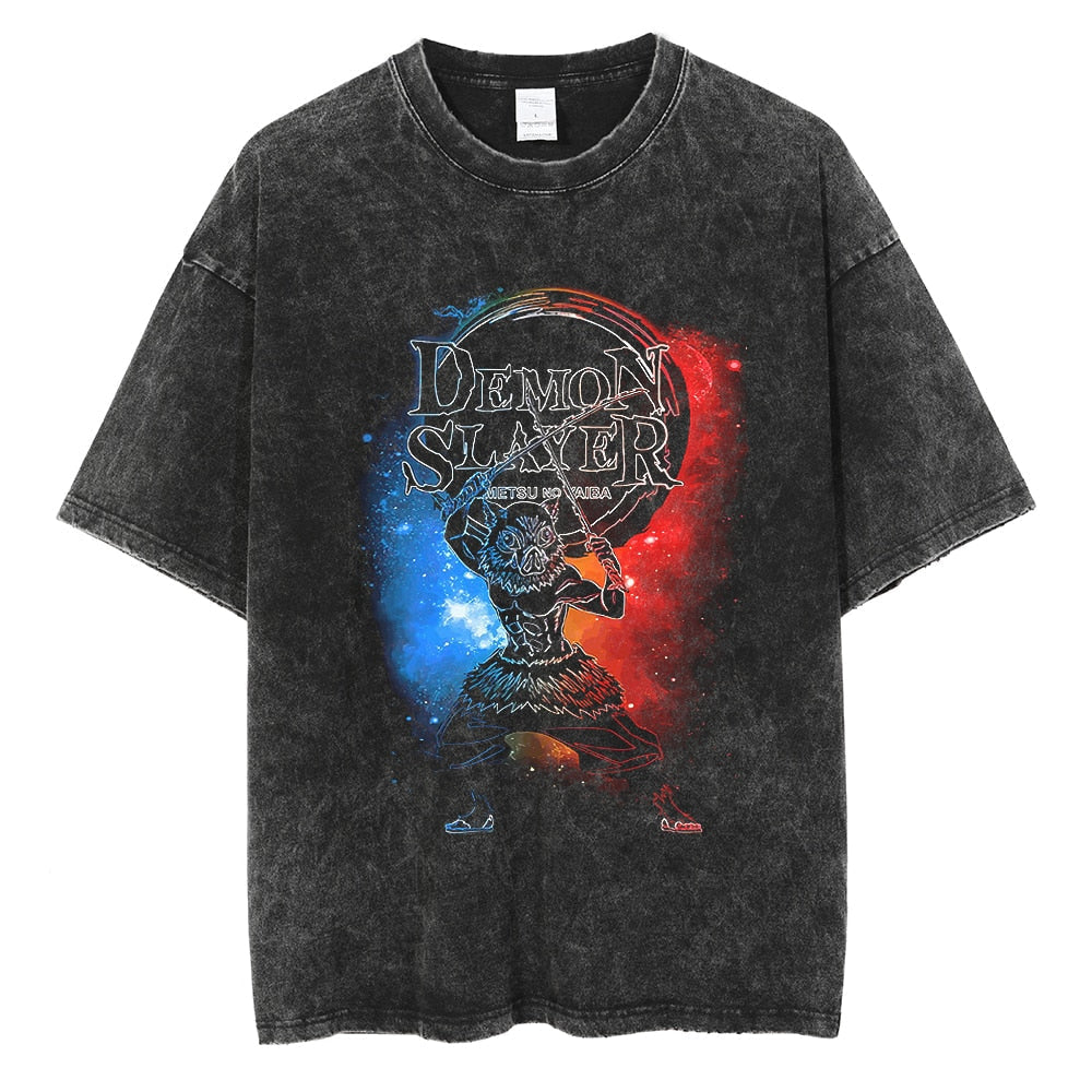 Morukai "Inosuke Hashibira" Demon Slayer: Kimetsu no Yaiba Vintage Washed Oversized T-Shirt