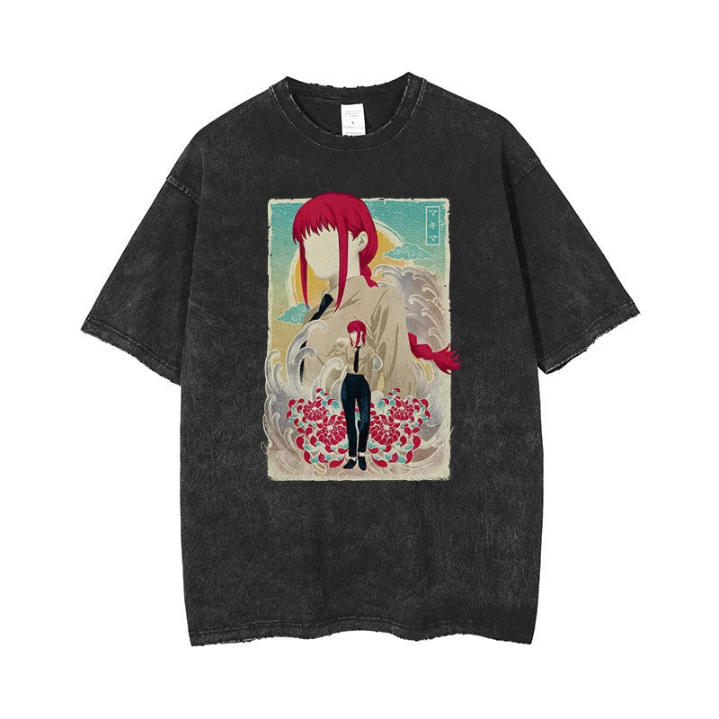 Morukai "Makima" Chainsaw Man Vintage Washed Oversized T-Shirt