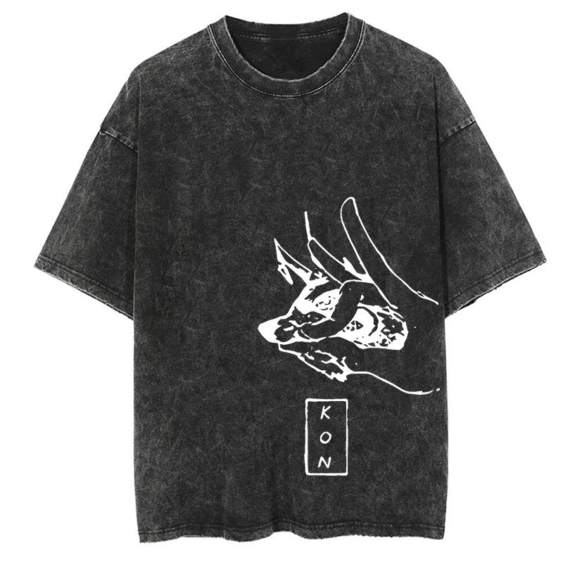 Morukai "Kon" Chainsaw Man Vintage Washed Oversized T-Shirt