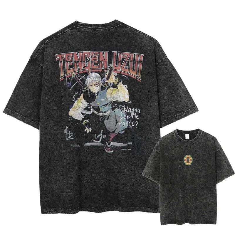 Morukai "Tengen Uzui" Demon Slayer Kimetsu no Yaiba Vintage Washed Oversized T-Shirt