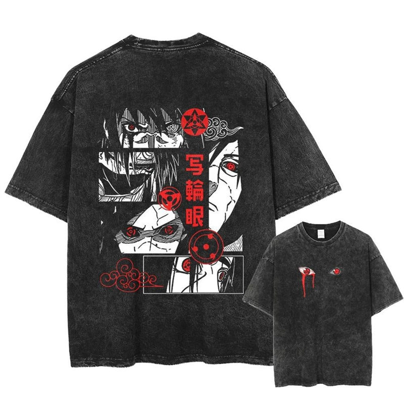 Morukai "Sasuke Uchiha & Itachi Uchiha" Naruto Vintage Washed Oversized T-Shirt