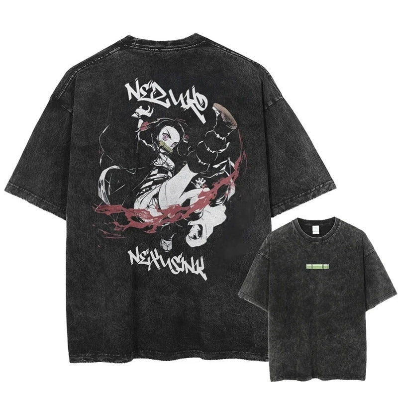 Morukai "Nezuko Kamado" Demon Slayer Kimetsu no Yaiba Vintage Washed Oversized T-Shirt