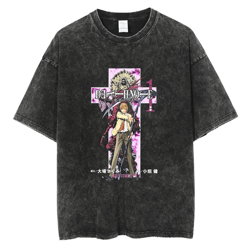 Morukai "Light Yagami" Death Note Vintage Washed Oversized T-Shirt