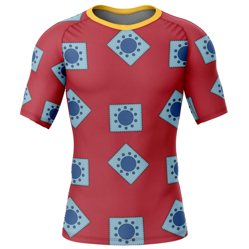 Morukai "Luffy Wano pattern One Piece Short Sleeve Rash Guard Compression Shirt