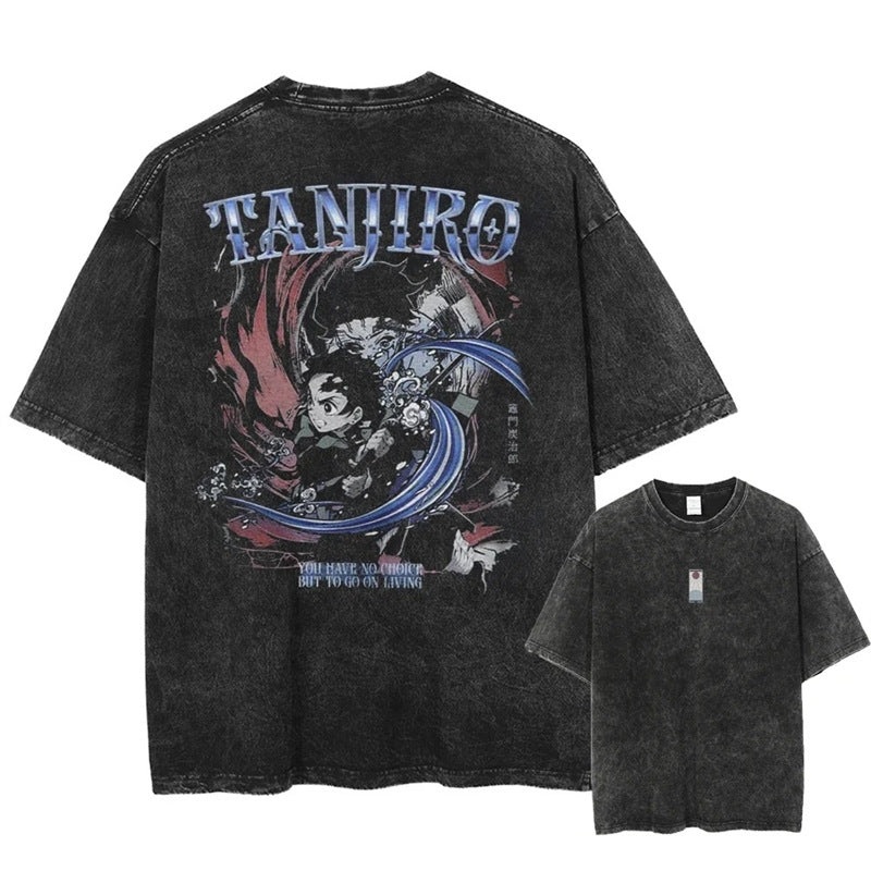 Morukai "Tanjiro Kamado" Demon Slayer Kimetsu no Yaiba Vintage Washed Oversized T-Shirt