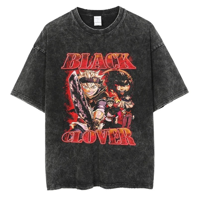 Morukai "Asta & Yuno" Black Clover Vintage Washed Oversized T-Shirt