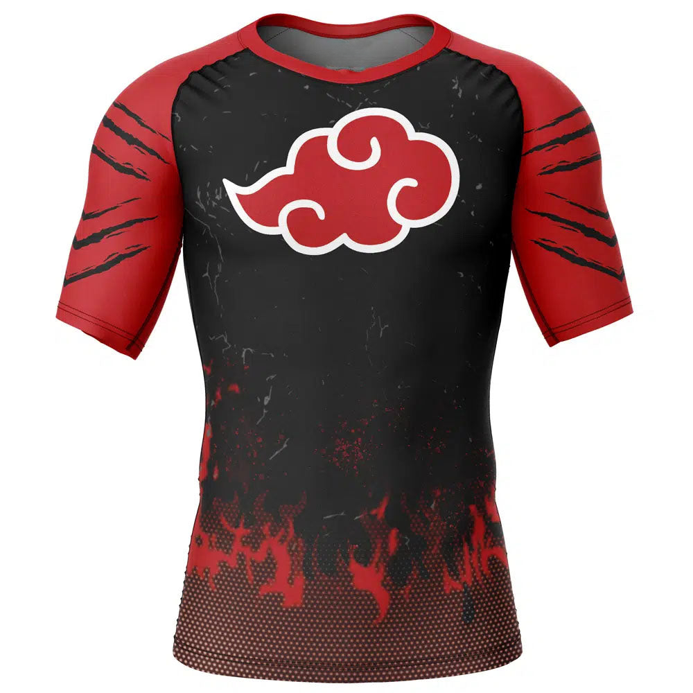 Morukai "Red Cloud Pride Naruto Short Sleeve Rash Guard Compression Shirt