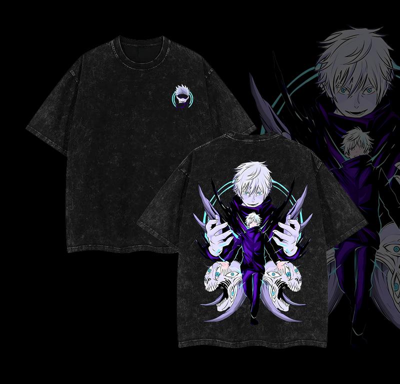 Morukai "Satoru Gojo" Jujutsu Kaisen Vintage Washed Oversized T-Shirt