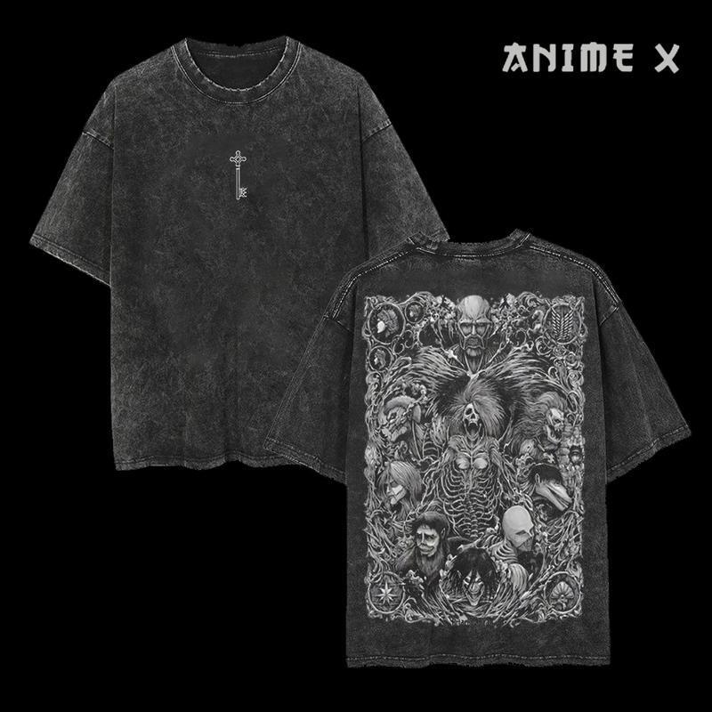 Morukai "Nine Titans" Attack on Titan Vintage Washed Oversized T-Shirt V2