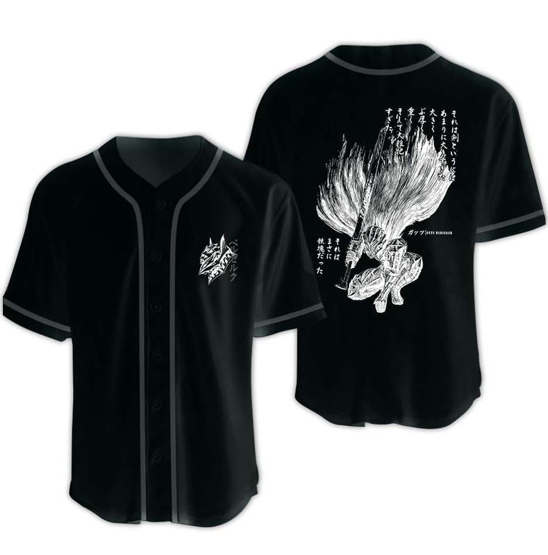 Morukai "Berserk Anime Acid Washed  Baseball Jersey