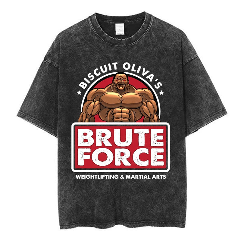 Morukai "Brute Force" Baki Hanma Vintage Washed Oversized T-Shirt