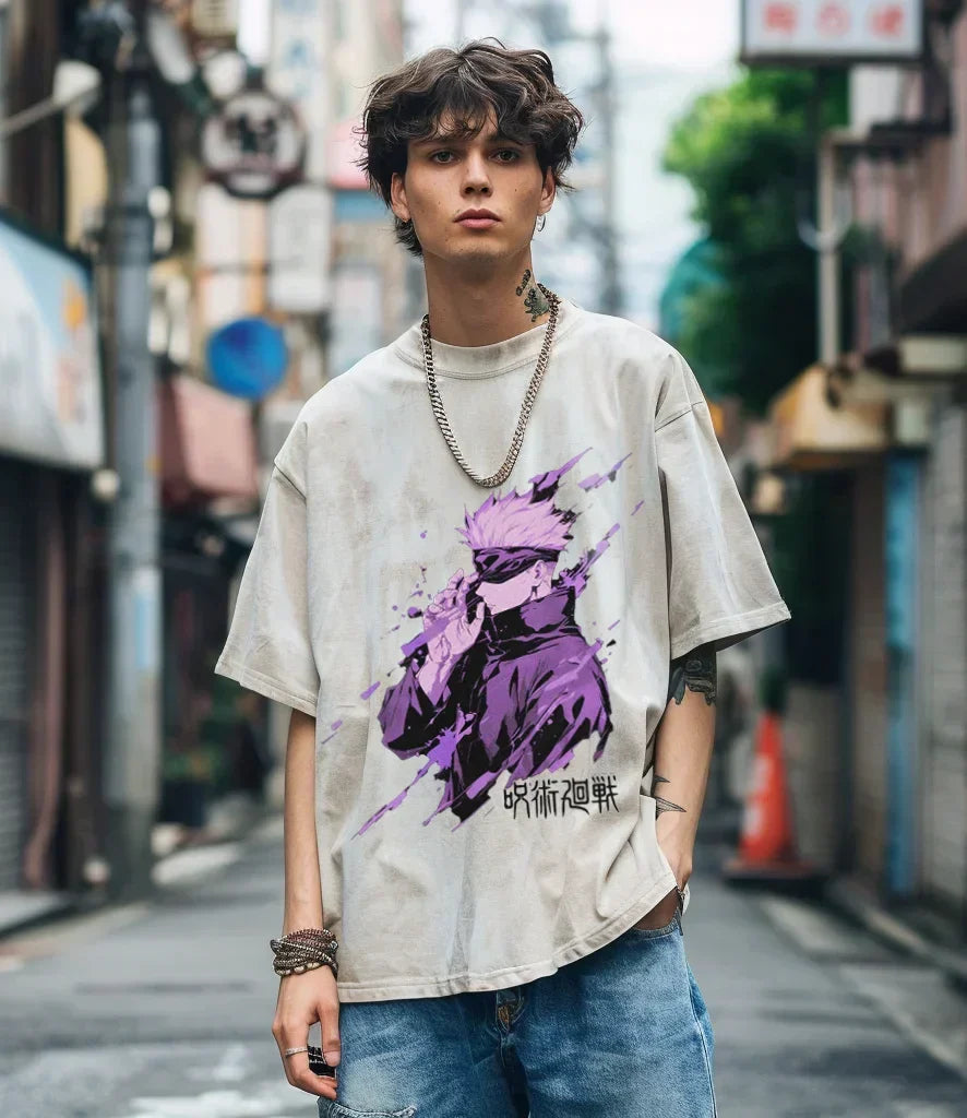 Morukai "Satoru Gojo The Strongest" Jujutsu Kaisen Vintage Washed Oversized T-Shirt
