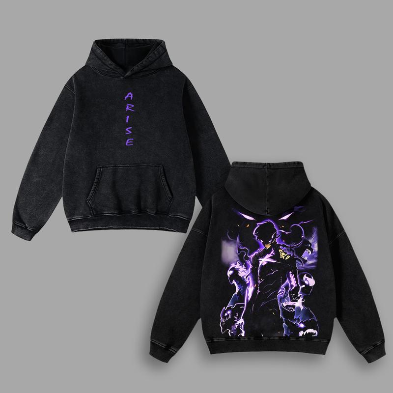 Morukai "Sung Jin Woo Arise!!!" Solo Leveling Vintage Oversized Hoodie