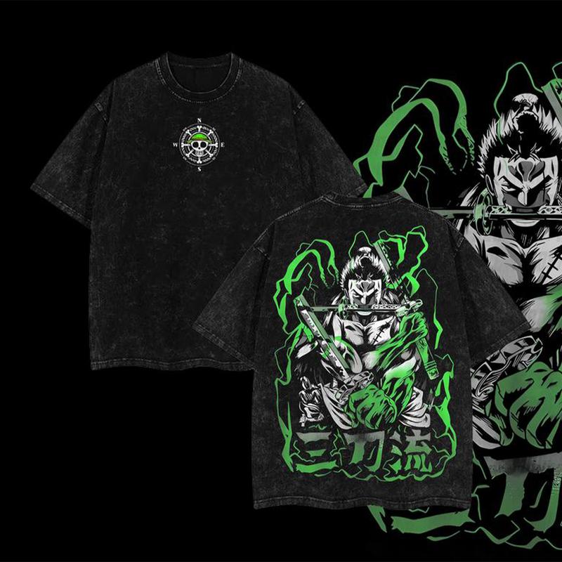 Morukai "Roronoa Zoro Asura Form" One Piece Vintage Washed Oversized T-Shirt