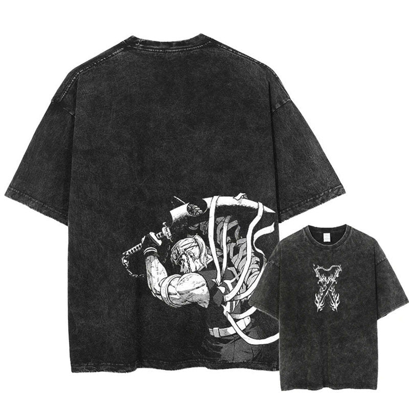 Morukai "Tengen Uzui" Demon Slayer Kimetsu no Yaiba Vintage Washed Oversized T-Shirt