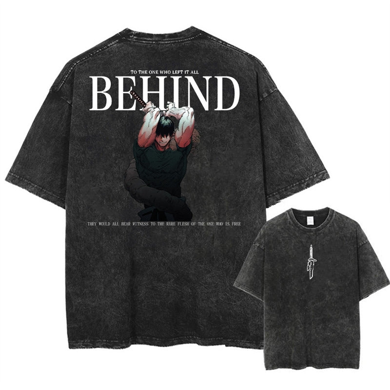 Morukai "Left it all behind" Jujutsu Kaisen Vintage Washed Oversized T-Shirt
