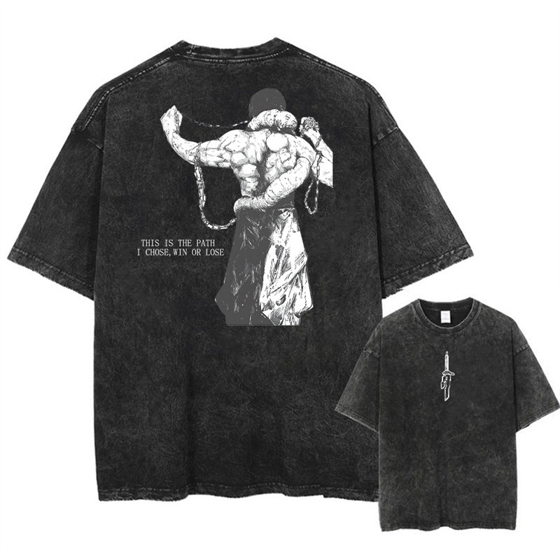Morukai "Win or Lose" Jujutsu Kaisen Vintage Washed Oversized T-Shirt