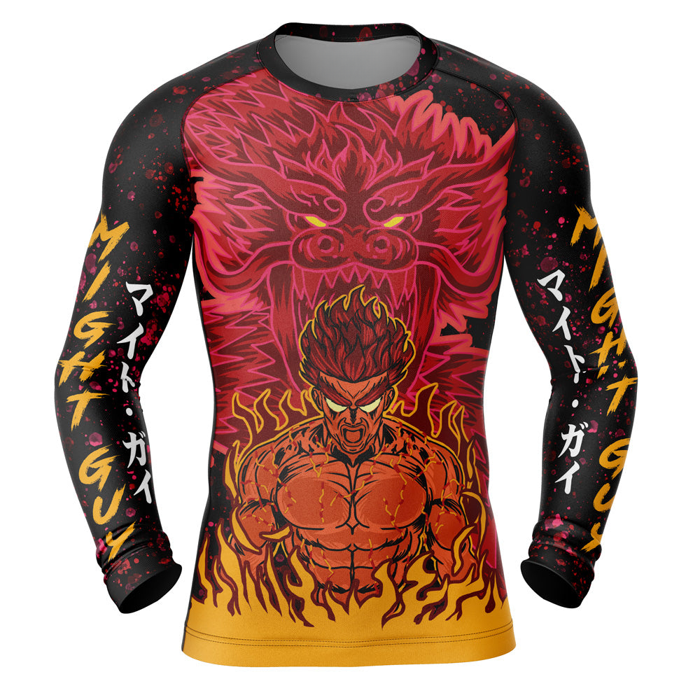 Morukai "Might Guy Red Beast of Konoha" Naruto Long Sleeve Rash Guard Compression
