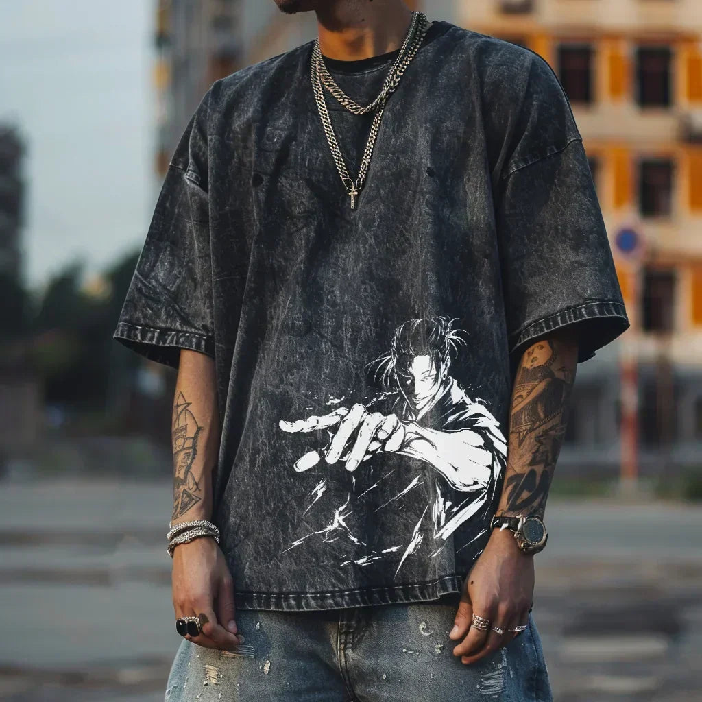 Morukai "Suguru Geto" Jujutsu Kaisen Vintage Washed Oversized T-Shirt V2